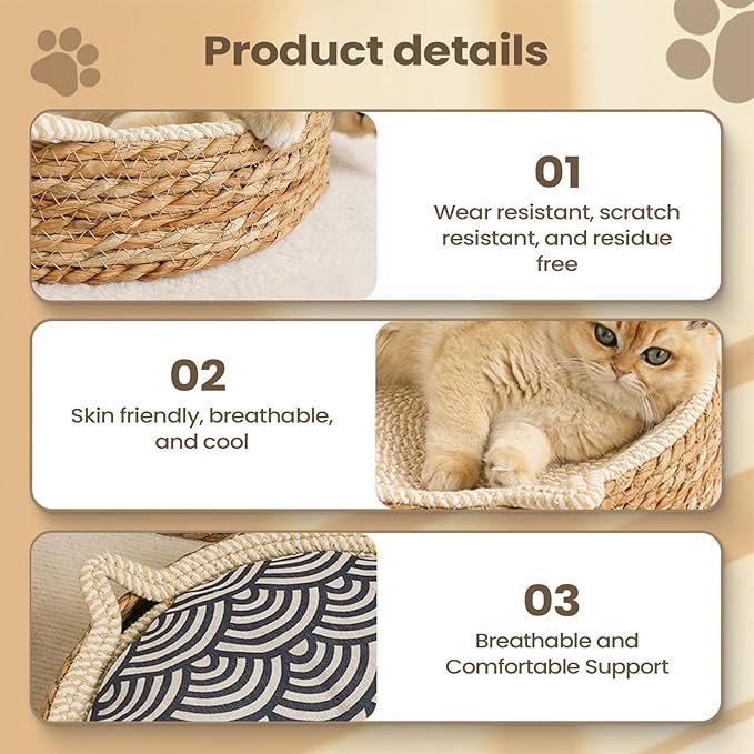 Breathable Cotton Rope Woven Durable Interactive ClawCare FurnitureProtecto Antislip Lightweight Activity Exercise Enrichment Play Kitten Grooming Protection Home Living