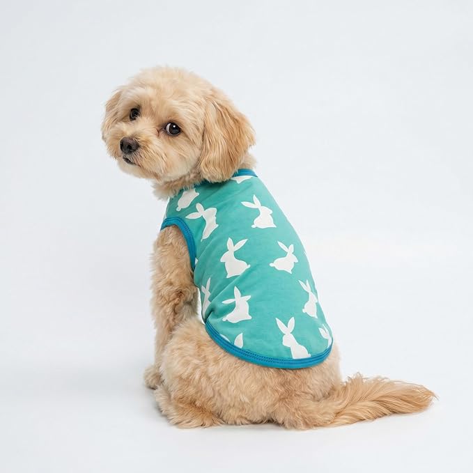 Fitwarm Easter Bunny Dog Shirt, Dog Clothes for Small Dogs Boy Girl, Pet Cat Holiday Outfit, Teal Green, Large