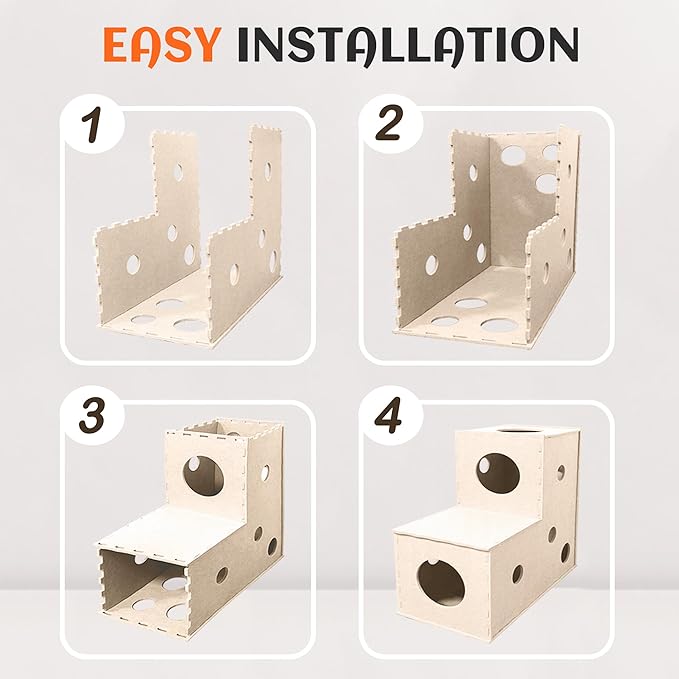 PETKARAY Cat Tunnel, Original Cat Hideaway Cave for Indoor Cats, Large Kitten Play Tubes and Tunnels, Soft Felt Cat Toy with Interactive Peek Hole, Beige L Shape