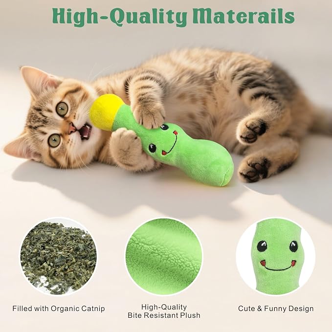 Catnip Cat Toys Cactus Crinkly Sound 5 Pack Interactive Chew Kitten Cat Toys for Indoor Cats Exercise Cat nip Toy to Stimulate Play & Reduce Boredom