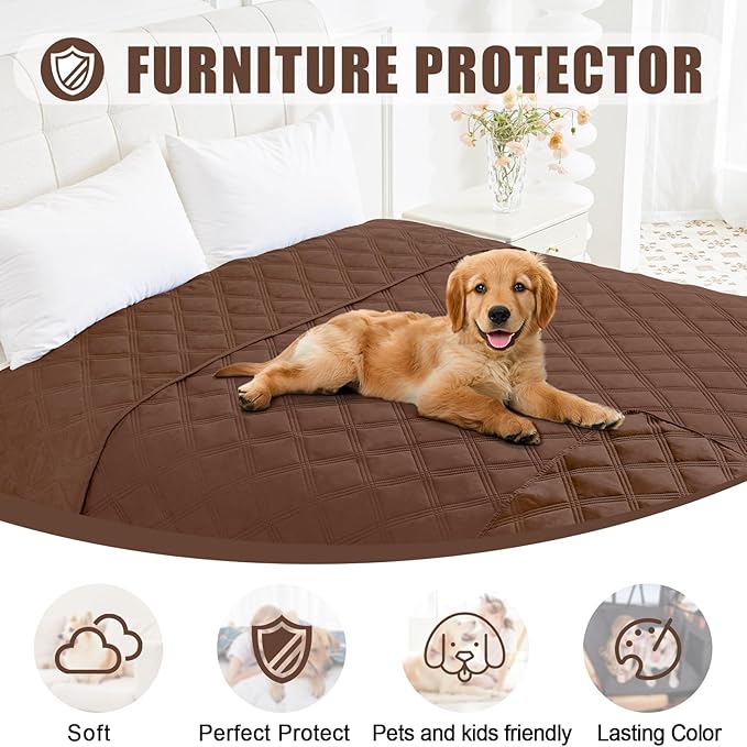 Smiry Waterproof Dog Bed Cover Blanket 40x50, Soft Reversible Pet Blanket, Washable Leakproof Cats Dogs Couch Cover for Sofa, Couch, Furniture, Brown/Brown