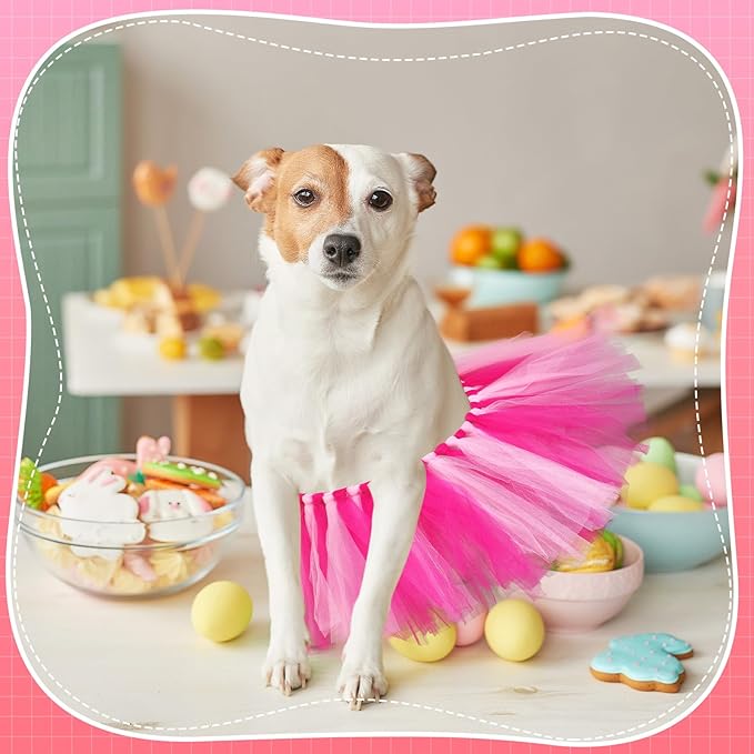 Dog Tutu Tulle Tutu for Dogs Small Large Medium Puppy Dress Ballerina Costume Skirt for Holiday Puppy Cats Bunny Pet Outfit Birthday Wedding Party Photo Prop Supplies(Hot Pink and Pink)