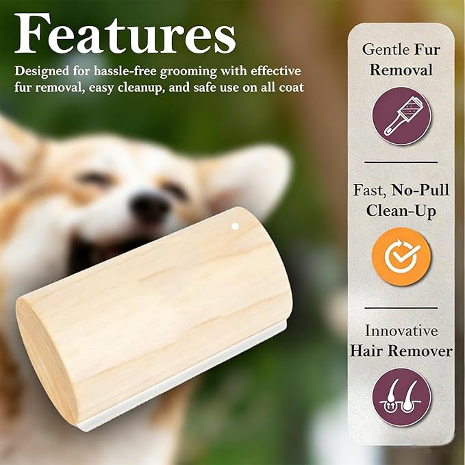 Cat Shedding Brush - Undercoat Remover Comb | Wooden Pet Grooming Brush for Kittens and Medium Large Cats, Removes Loose Long and Short Hair, Gentle Tool for Healthy Coat Care