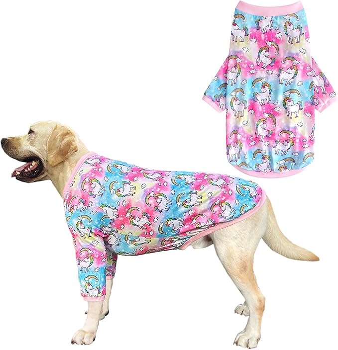 Dog Colorful Unicorn T Shirts Rainbow Pattern Printed Pet Shirt Softable Pajamas for Medium Dog (M,Colorful)