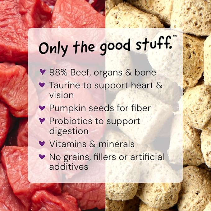 Stella & Chewy's Freeze-Dried Raw Cat Dinner Morsels - Premium Beef Recipe with 98% Grass-Fed Meat & Organs - Natural Grain-Free Cat & Kitten Food - Made in USA - 3.5 oz