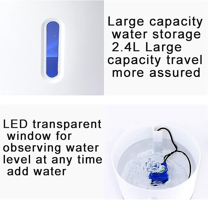 Pet Water Fountain, 2.4L Large Capacity, 4-Stage Filtration System, Stainless Steel, Silent and Low-Energy Design, Perfect for Cats and Dogs
