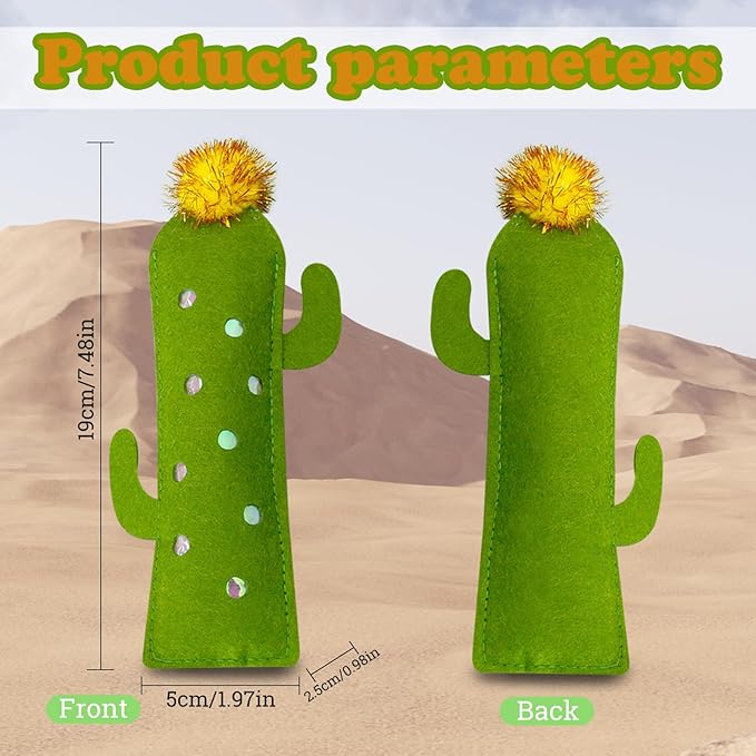 Andiker Catnip Toy for Cats, Cute Bamboo Shapes with Soft PP Cotton Bite-Resistant Cat Chew Toy with Catnip and Crinkle Paper Entertaining Interactive Cat Toy for Indoor Cats and Kitten (Cactus)