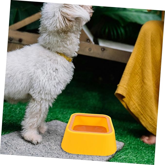 POPETPOP Innovative Floating Cat Dog Water Bowl No Spill Sturdy Plastic Dry-Mouth Cat Feeder Pet Accessory