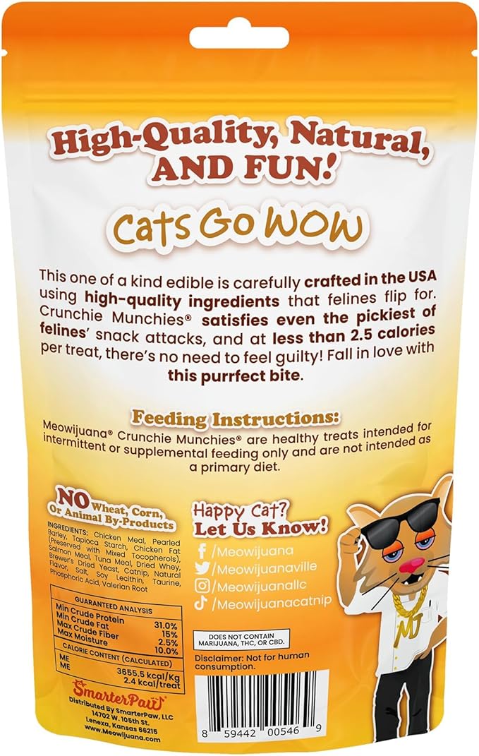 Meowijuana Chicken Treat Trio | 3-Pack Crunchie Munchie Chicken Catnip Treats | Low Calorie Cat Snack | Made with Organic Catnip | Produced in the USA
