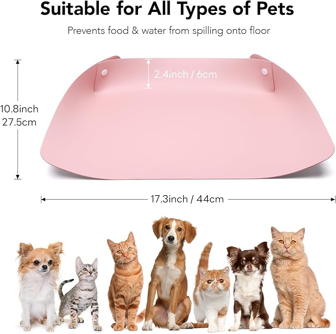 Cat & Dog Pet Feeding Mat,Pet Food Mats for Floor Waterproof,Protects Floors from Spills, Cat Bowl Mats for Food and Water,Pink