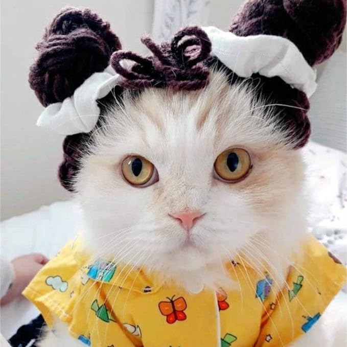 Cat Wig Funny Cute Cat Costume Hat Hair Roller Accessories Dress Up Clothing Festival Party (Yellow Roller)