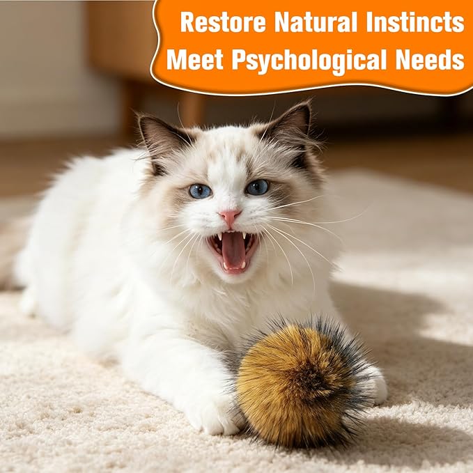 Cat Toy Faux Rabbit Fur Ball,2026 New Soft Rabbit Fur Catnip Balls (5PCS)