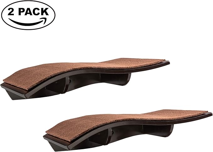 Arf Pets Cat Perch, Wall-Mounted Wooden Shelf for Your Pet, Attractive Curved Wood Ledge Encourages Natural Activity & Fun Exercise for Your Kitty,Sturdy Feline Furniture, Holds Up to 44 Lbs. 2 Pack