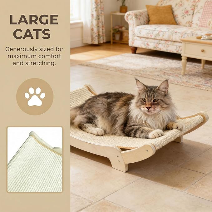 Combined Board and Sleeping Bed Reinforced Sisal Fiber Hardwood Base Spacious Design Home Furniture Protector