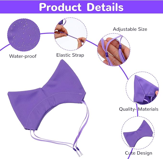 2Pcs Cat Shower Caps, Waterproof Cat Bath Hat, Bath Cap for Cats, Adjustable Strap and Cute Ears for Cats and Dogs (Purple,Yellow)
