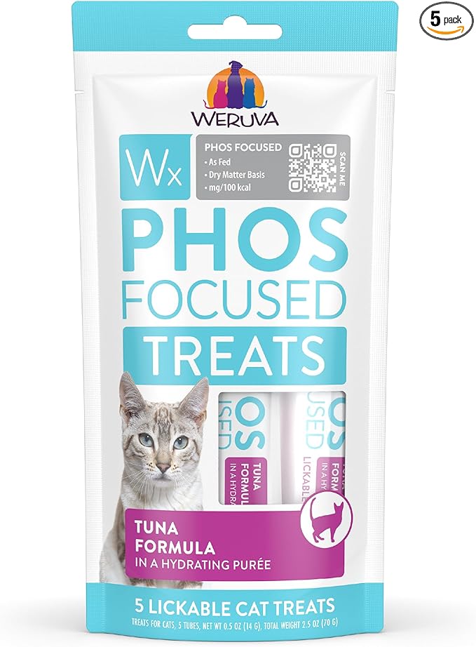 Weruva Wx Phos Focused, Tuna Formula Lickable Cat Treats, 0.5oz Tube, Pack of 5