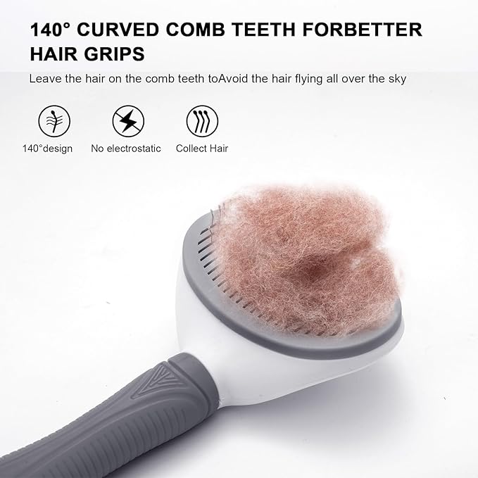 Aogeili Self Cleaning Slicker Brush, Skin Friendly Deshedding Grooming Tool for Dogs, Cats & Bunny, One-Click Release Removes Loose Undercoat, Mats & Tangles, for Long & Short Hair Shedding Pets
