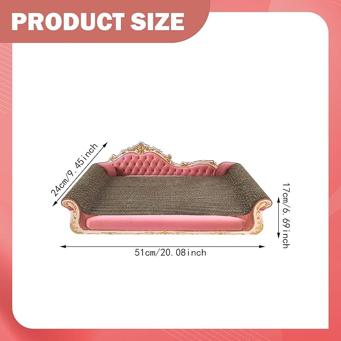 Cat Scratcher Sofa Bed Cat Scratching Board Home Furniture Protector Pet Bed Scratching Pad for Kitten Indoor Cats Playing, Pink