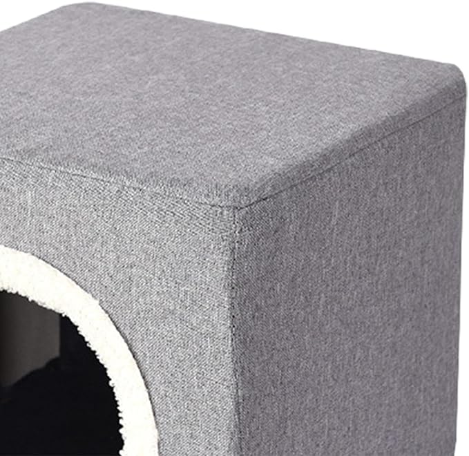 Baoblaze Cat House Cat Bed for Hideaway Furniture Sturdy Covered Cat Bed Cave Pet Condo for Cats Exercising Sleeping, Gray