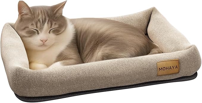 MOHAYA 2-in-1 Pet Bed-M & Scratch Pad for Cats and Dogs – Breathable Jute & Cotton Dual-Layer Design, Durable Eco-Friendly Cat Lounger & Dog Bed with Cooling Comfort for Summer – Washable, Non-Slip