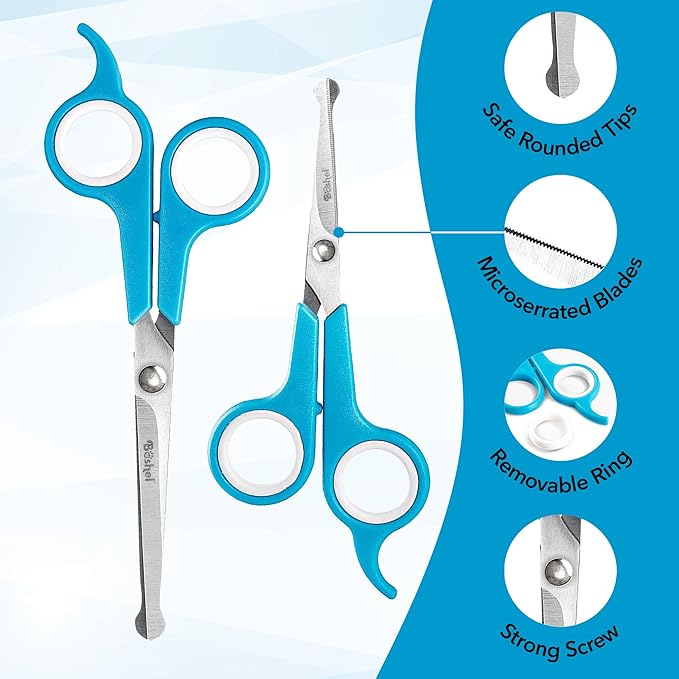Boshel Razor-Sharp Stainless Steel Dog Grooming Scissors for Grooming Professionals at Home with Rounded Safety Tips, 2 Pack