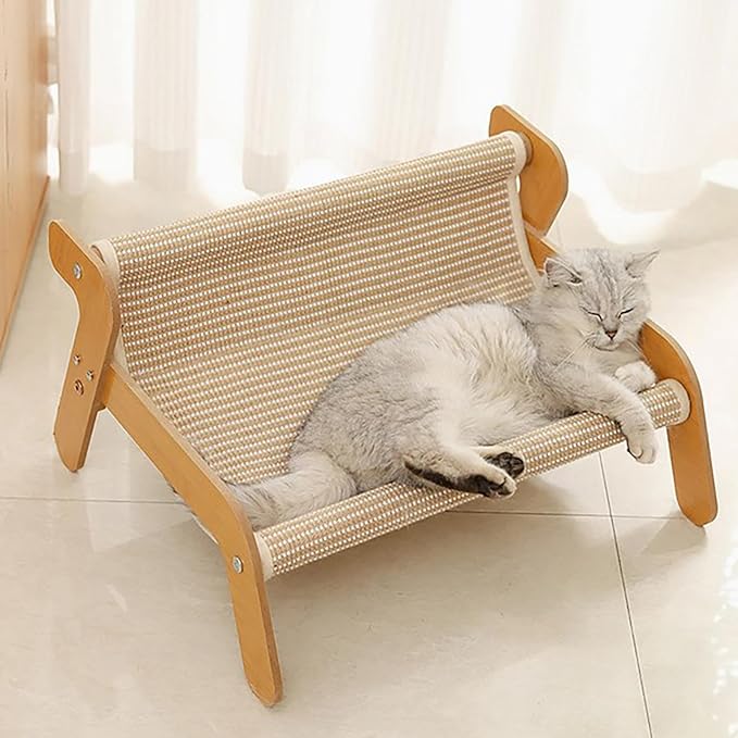 The Claw Lounge, 2 in 1 Cat Hammock Lounge, Wear-Resistant Scratching Pad Lounge Chair, Pet Furniture Sofa Shaped, Cute Large Scratch Mat Scratching for Playing (Khaki1)