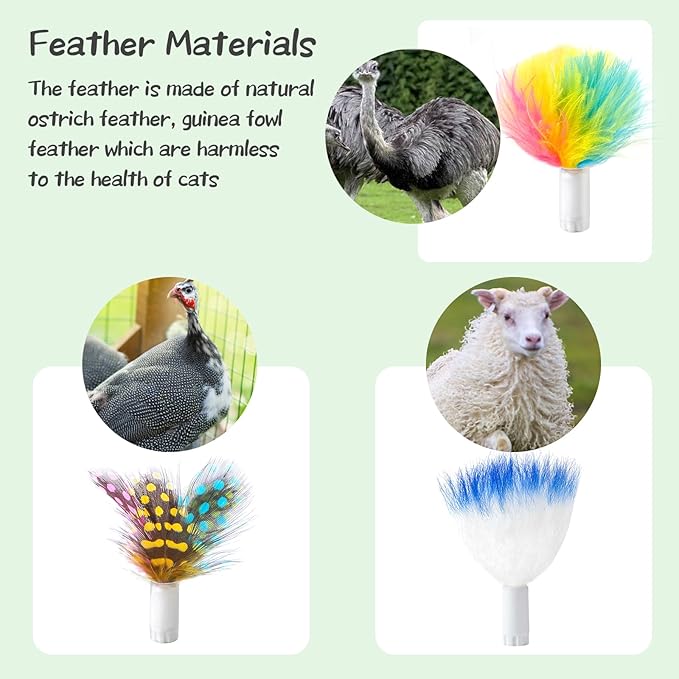 ORSDA 14PCS Cat Feather Toys Replacement Interactive Kitten Toys for Indoor Cats with Mylar Crinkle Balls Multicolor Pack for Indoor Exercise（Only Suitable for T65 & T85 4 in 1 and 5 in 1 Cat Toy