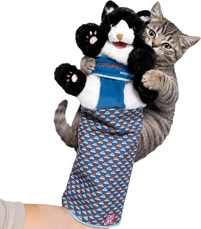 Cat Wrestling Glove Puppet – Interactive Hand Mitt with Durable Protective Sleeve and Catnip - Play & Enrichment