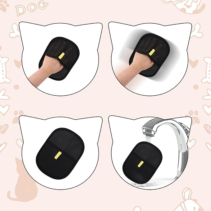 Tinoaly Pet Hair Removal Glove, Electrostatic Cat and Dog Hair Remover Tool Washable & Reusable Pet Grooming Mitt for Furniture Carpet Clothes Dog Cat Fur Cleaning