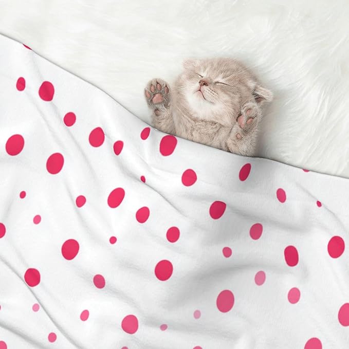 Cat Dog Blanket Pink Flat Dots Ultra Soft Warming Mat for Indoor Pet Beds Furniture 27.6 X 19.7inch