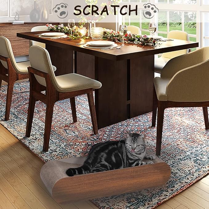 Cat Scratcher, Cardboard Lounge Bed, Bone Shape Design, Recyclable Corrugated Scratching Pad, Stable and Durable, Furniture Protector, Reversible, Brown