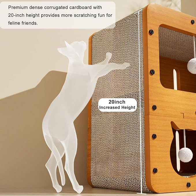 Cat Scratcher Cardboard House, 2 Floor Kitty Scratching Pad Lounger Bed for Small Cats to Play, Rest, Sleep,Scratch Post Box,Durable Board Entertain Feline Friends Prevent Furniture Damage