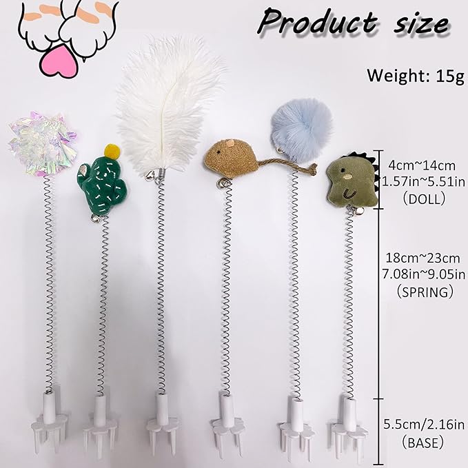 6PCS Cat Wand Toy & Scratcher Plug-ins - Cat Fun Themselves Play Toys for Kitty & Kitten