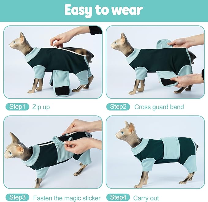 Cat Anxiety Jacket, Adjustable Cat Anxiety Suit with Zipper, Cats Anxiety Vest for Fireworks, Thunderstorm, Travel, Separation, Anxiety Calming Vest Wrap for Cats