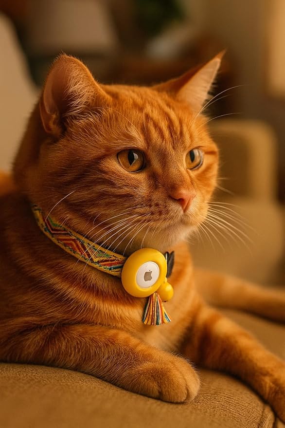 Cat Collar with AirTag Holder – Breakaway Lightweight Woven Cat Collar, Adjustable with Bell for Cats & Kittens (Spring Joy Set) | Amazegoods