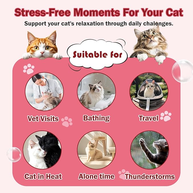 Cat Calming Treats,500 Crunchy Creamy Cat Chews,Melatonin for Storms, Travel, Separation - Krill Flavor