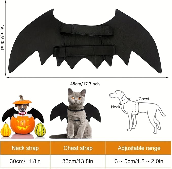 Qiansail Cat Bat Wings Pet Costume Cute Kitten Dress Up Accessories Puppy Appare Decoration for Halloween Cosplay Parties