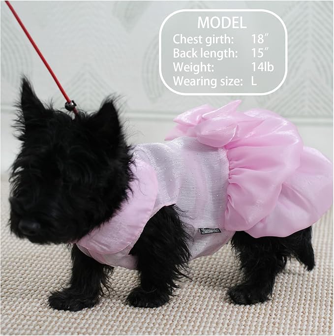 Dog Dress,Pet Wedding Dress Princess Formal Tutu Skirt with Bowknot,Puppy Birthday Party Outfit Apparel Girl for Small Dogs Cats (Sakura Pink, XX-Large)