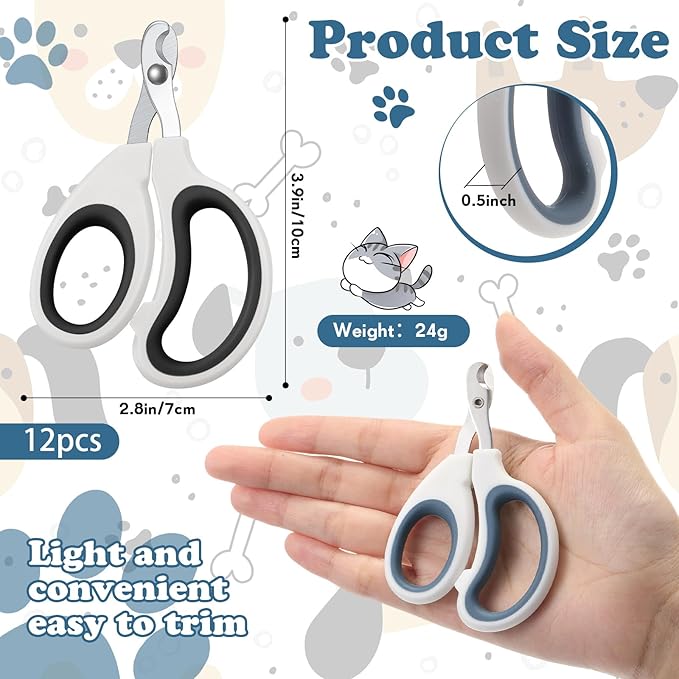 Therwen 24 Pcs Cat Nail Clipper Bulk Cat Nail Trimmer Kitten Claw Clippers Pet Nails Cutter Claw Care for Cats Kittens Bunny Puppy Rabbit Gatos Sharp Safer (Single-Hole,White Series)