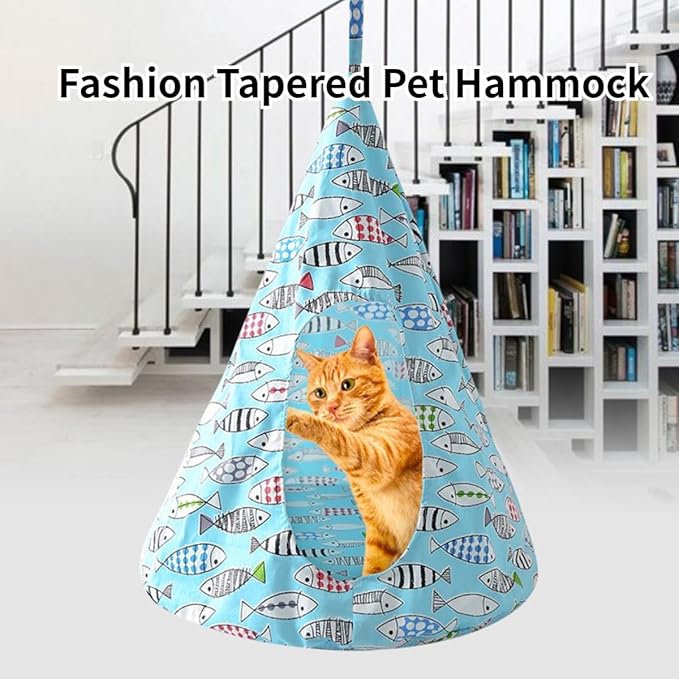 Breathable Cat Hammock Bed Comfortable Hanging Pet Hammock Bed Swing for Cats Small Dogs Rabbits (White-Star,Small)