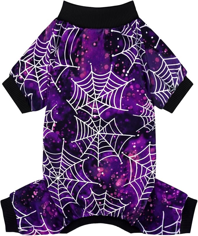 XPUDAC Halloween Dog Pajamas for Small Medium Dogs Spider Puppy Costume Soft Pet Clothes Outfit Cat Jumpsuits，Small