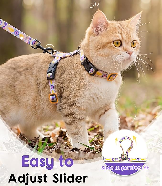 Halypet 2-Pack Cat Harness and Leash Set, Escape Proof 3-in-1 Adjustable Harness for Cats, Soft Lightweight, Easy On & Control for Walking, Travel & Outdoor Use, Medium (White & Orange)