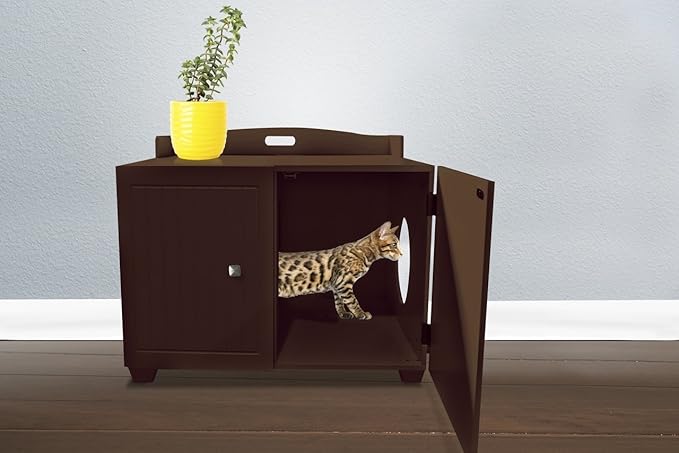 Furhaven Classic Hidden Litter Box Storage Container Cabinet - Espresso, One Size