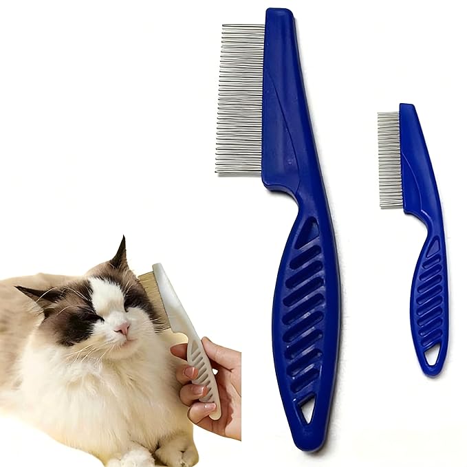 2Pack Cat comb,dog comb, Pet Comb Grooming Tool for Cats,Dogs and Rabbits Blue