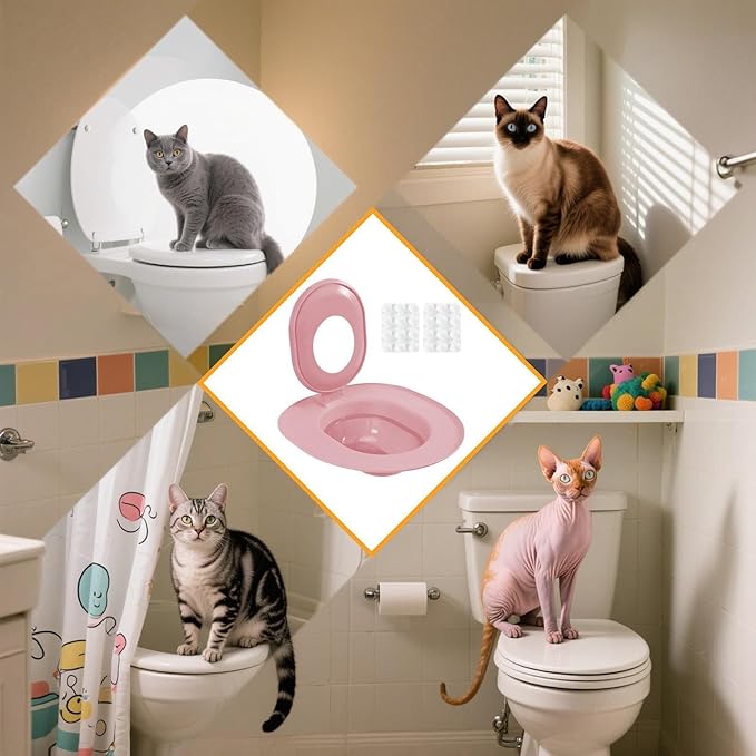 Cat Potty Toilet Training Kit - Removable Potty Seat - Cat Toilet Training System - for Indoor Home Apartment Bathroom Basement Pet Shop