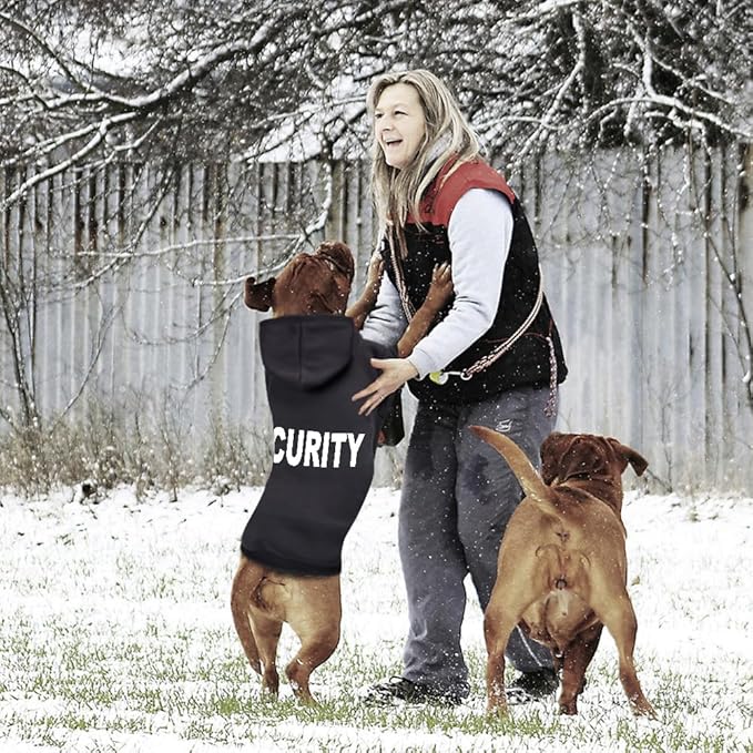 Security Dog Hoodie - Soft & Warm Dog Sweater with Leash Hole Design for Dog Cat,Dog Clothes Pullover Hoodies for Christmas, Holidays and Daily Wear (Black (Security), Large)