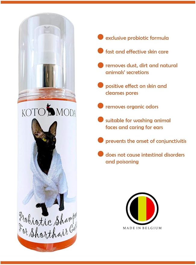 Probiotic Shampoo for Shorthair Cats 4.22 ml, Cornish Rex, Devon Rex, Oriental
