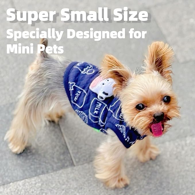 2-Piece Tiny Pet Clothes, Ultra Soft Sweater Shirts for Newborn/Teacup Cats & Dogs (e.g., Chihuahuas, Yorkies, Miniature Pinscher), Other Small Animals (Milk Cow, XXXS)