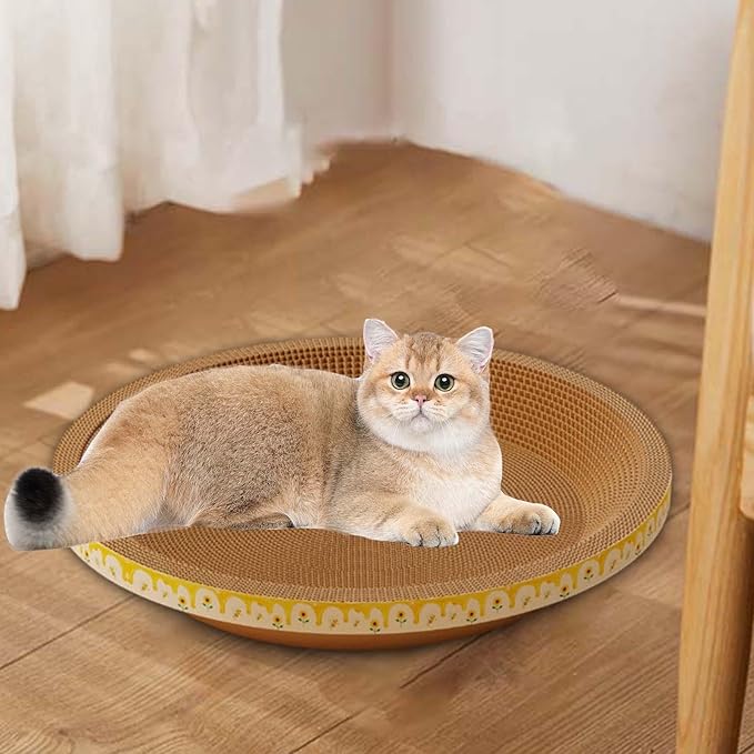 Cat Scratch Pad Cat Scratcher Bowl Nest Corrugated Sleeping Mat Furniture Protection Grinding Claw Cardboard Bed Suitable for Indoor Cats Rest Play Re, 45cmx10cm