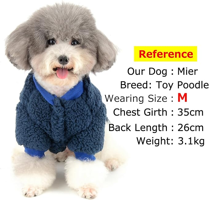 Zunea Sherpa Small Dog Sweater Coat Winter Fleece Puppy Clothes Warm Chihuahua Jacket Jumper Clothing Fall Pet Cat Doggy Boy Girl Shirt Apparel for Cold Weather Blue L